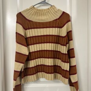 Othr Women's Cowl Neck Sweater in Cream and Brown Stripes